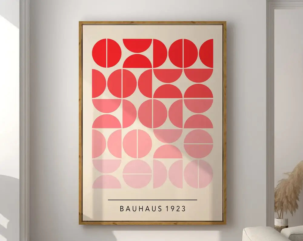 Bauhaus geometric canvas poster orange & cream living room art