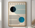 Retro teal & black geometric bauhaus canvas poster living room decor