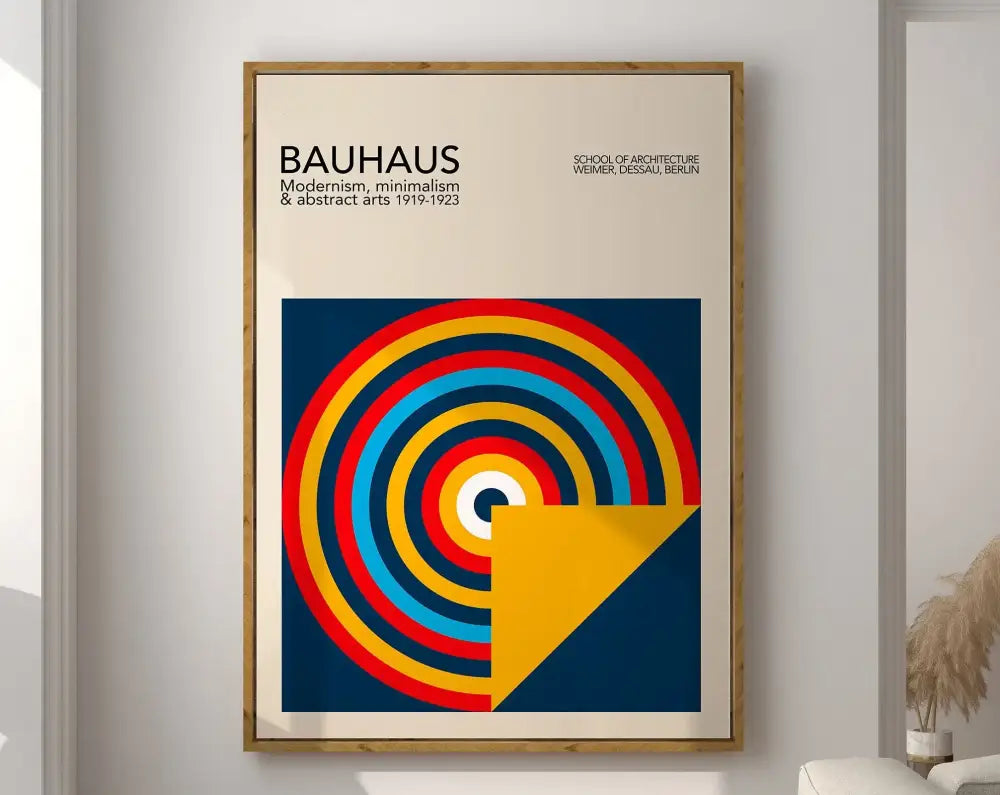 Modernist bauhaus pink & orange geometric canvas poster living room