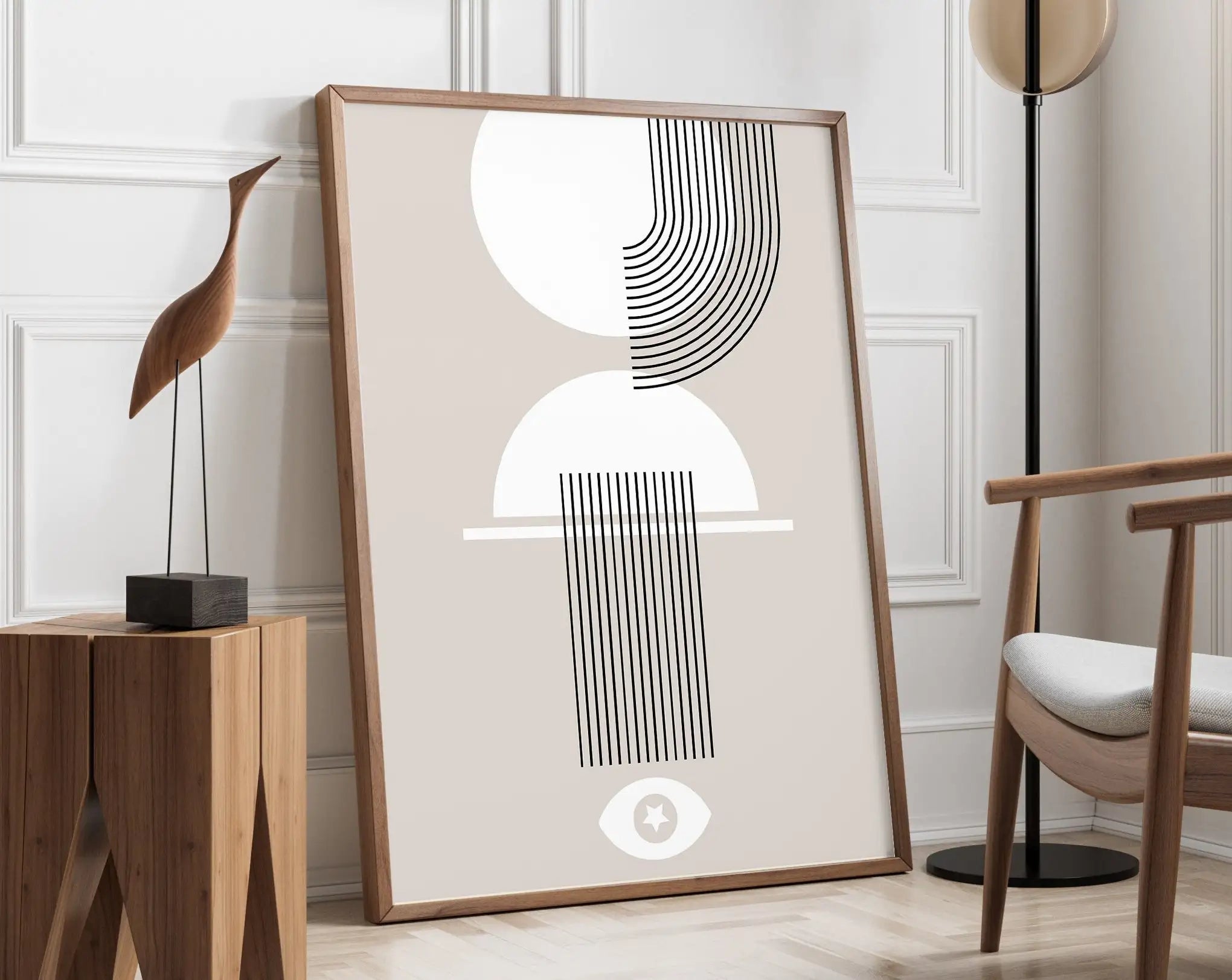 Retro yellow geometric bauhaus canvas poster living room wall art