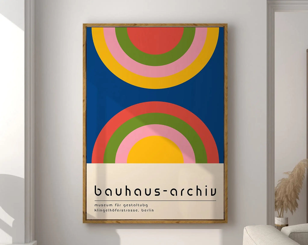 Bauhaus geometric canvas orange and black living room wall art