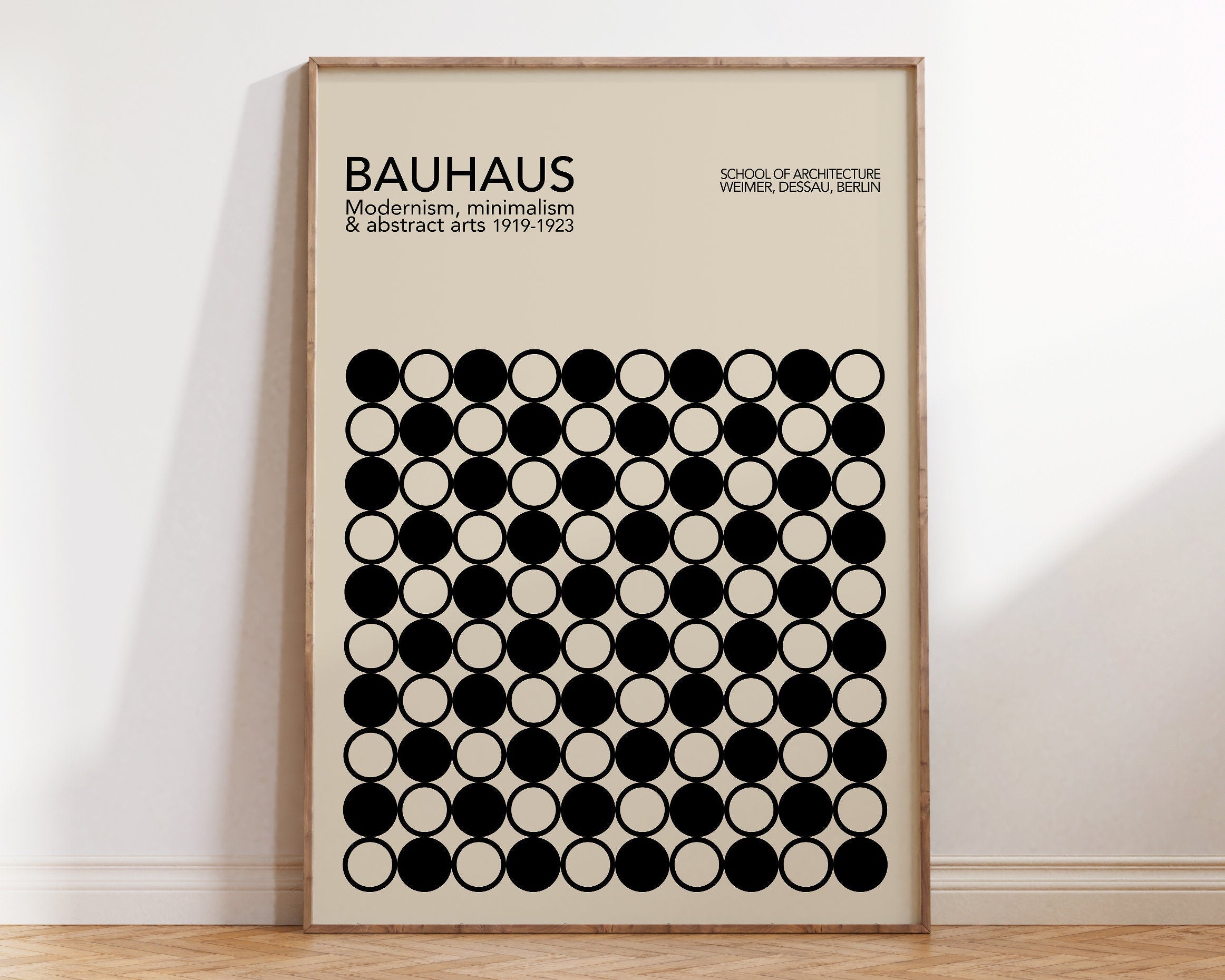 Bauhaus geometric canvas orange and black living room wall art