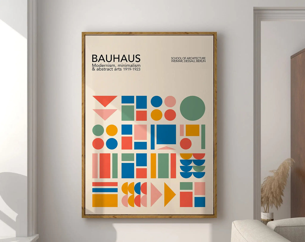 Bauhaus geometric canvas orange and black living room wall art