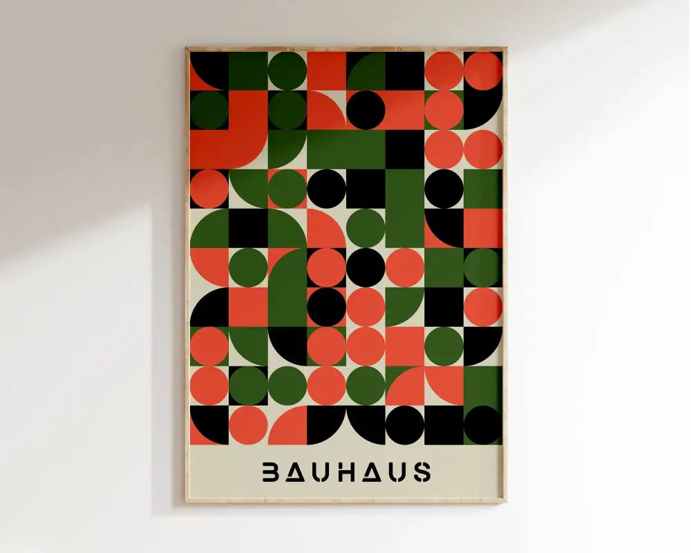Bauhaus geometric canvas orange and black living room wall art