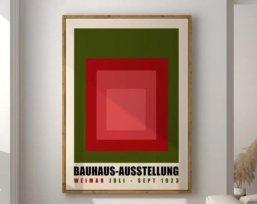 Pink & green geometric bauhaus canvas print living room wall art