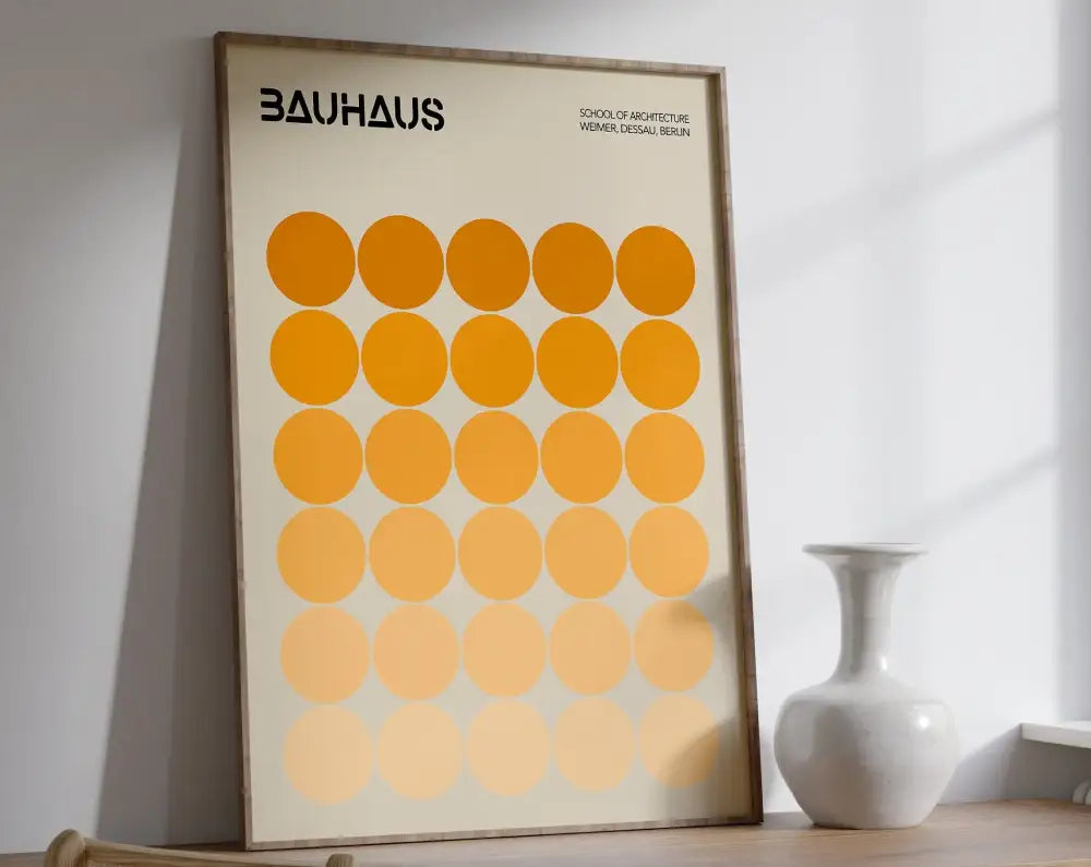Geometric bauhaus canvas blue & white exhibition poster living room