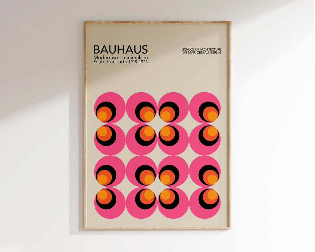 Geometric bauhaus canvas teal & red living room wall art