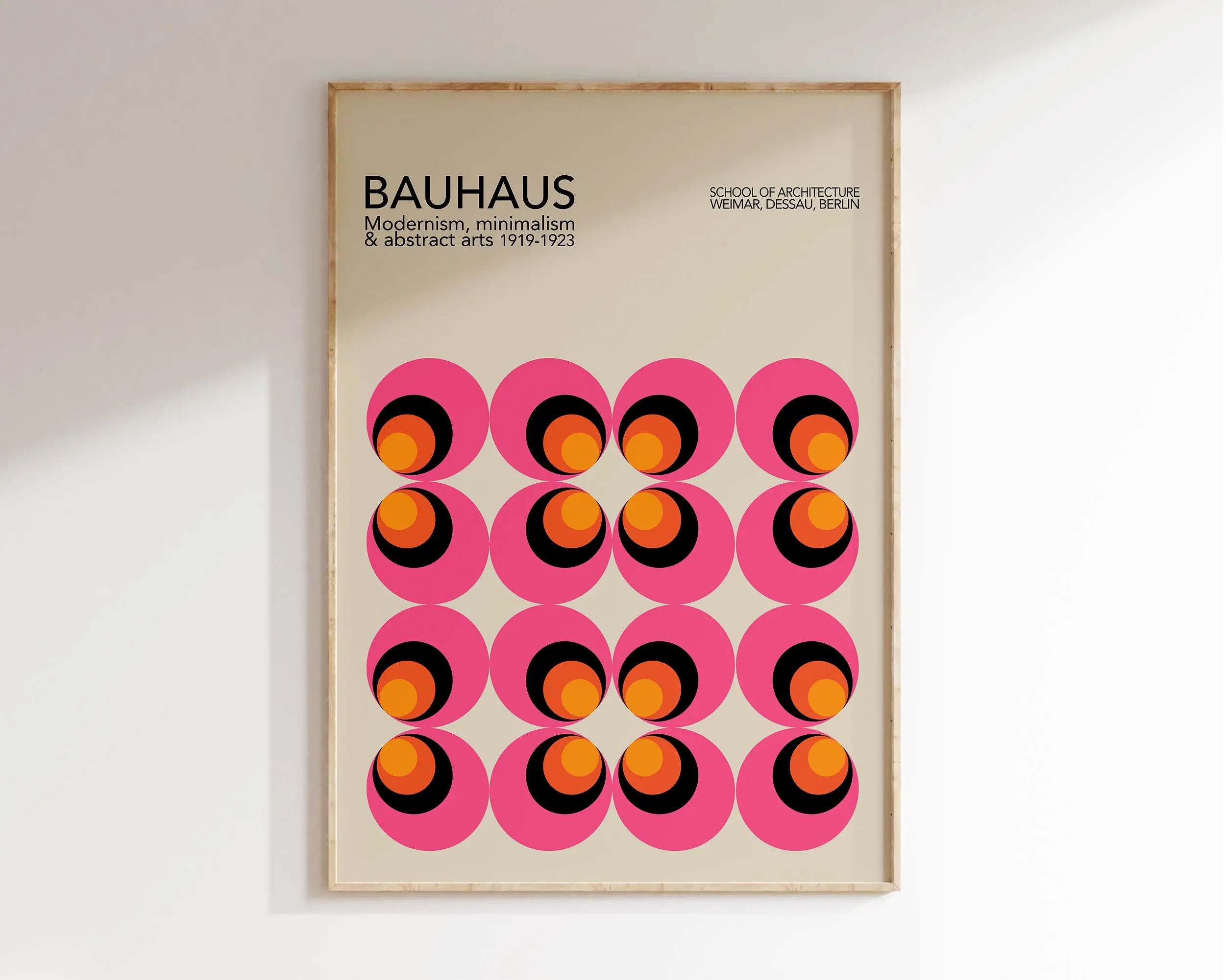 Geometric bauhaus canvas teal & red living room wall art
