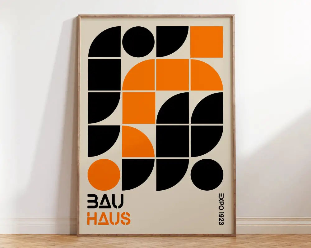 Geometric bauhaus canvas teal & red living room wall art