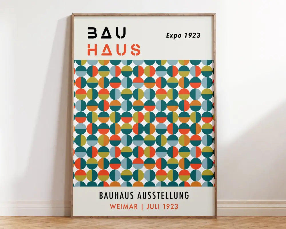 Geometric bauhaus canvas wall art orange and black living room decor
