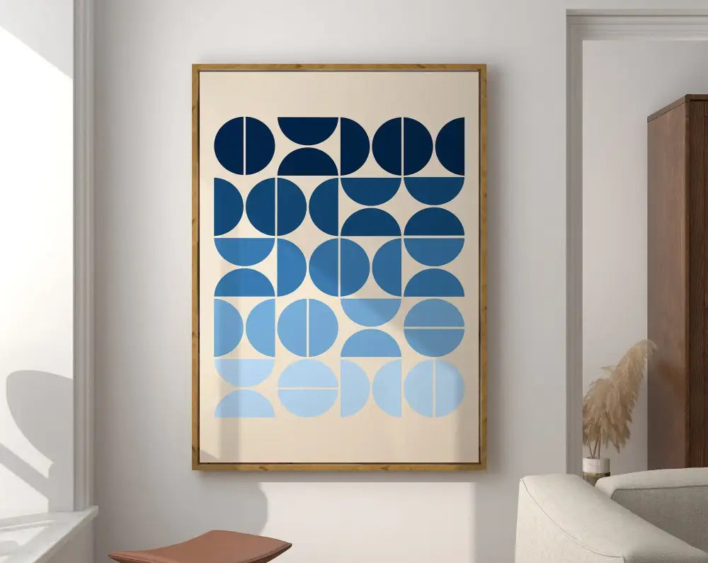 Bauhaus pink & orange geometric canvas poster – living room wall art