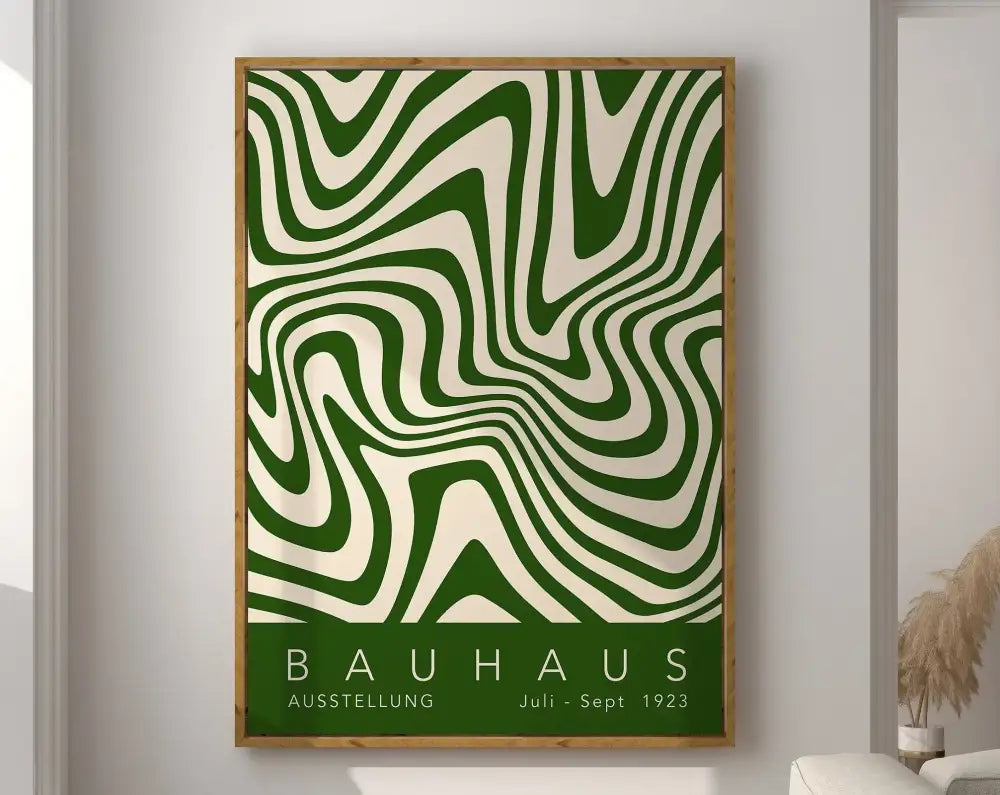 Bauhaus pink & orange geometric canvas poster – living room wall art