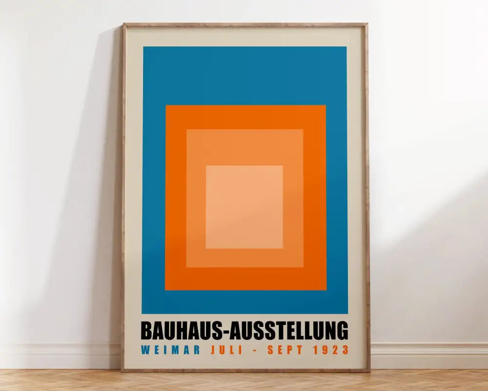 Bauhaus pink & orange geometric canvas poster – living room wall art