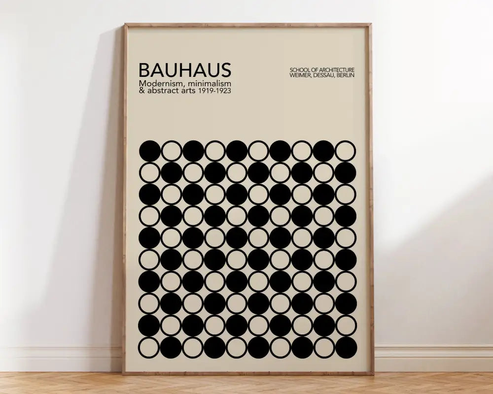 Bauhaus pink & orange geometric canvas poster – living room wall art