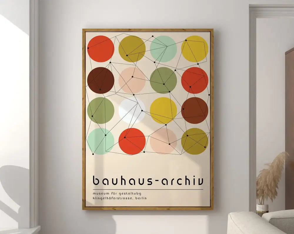 Retro blue geometric canvas poster living room abstract wall art