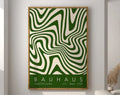Bauhaus green & cream geometric canvas wall art living room wood frame