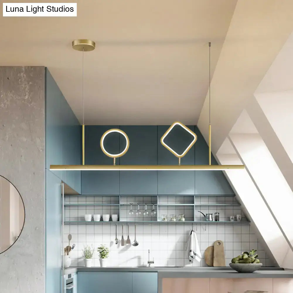Modern geometric gold island pendant kitchen light warm white 110v-120v