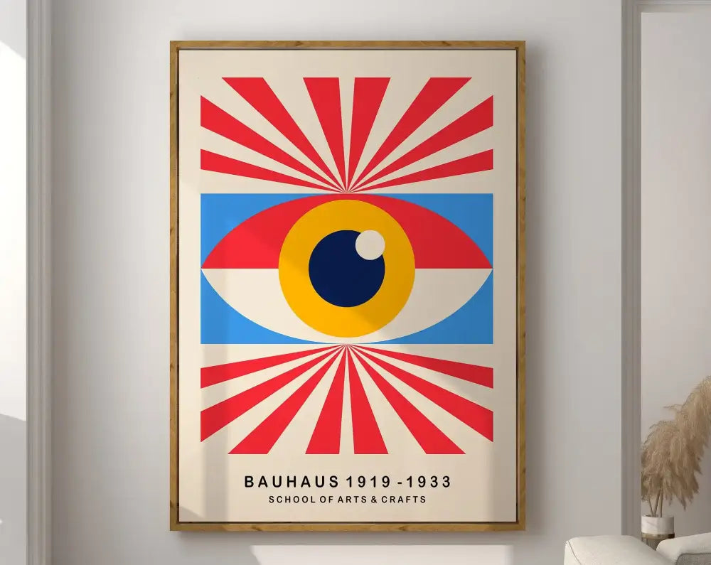 Bauhaus orange & teal geometric mid century wall art bedroom poster