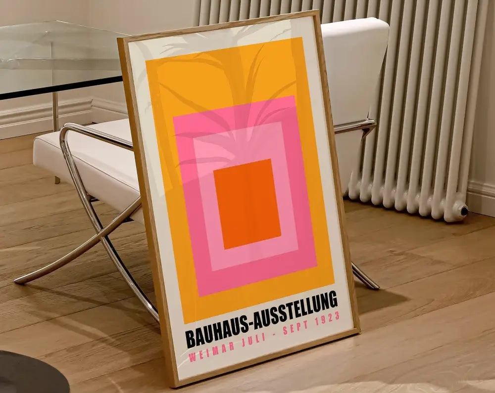 Bauhaus beige and black geometric canvas poster living room decor