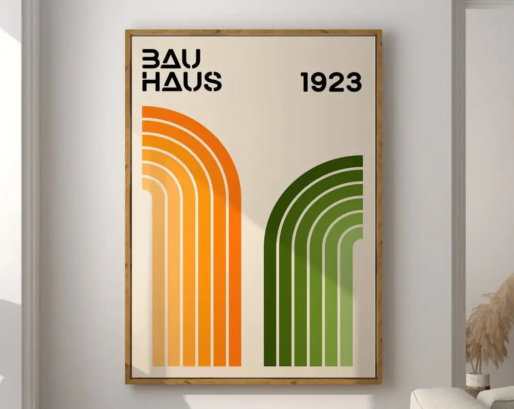 Bauhaus beige and black geometric canvas poster living room decor