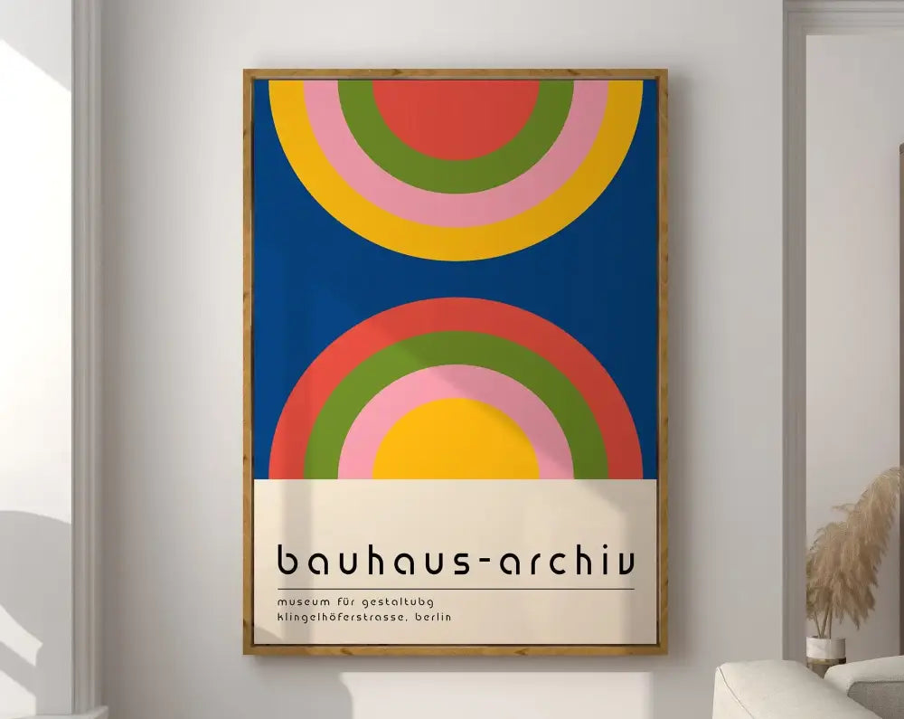 Bauhaus beige and black geometric canvas poster living room decor