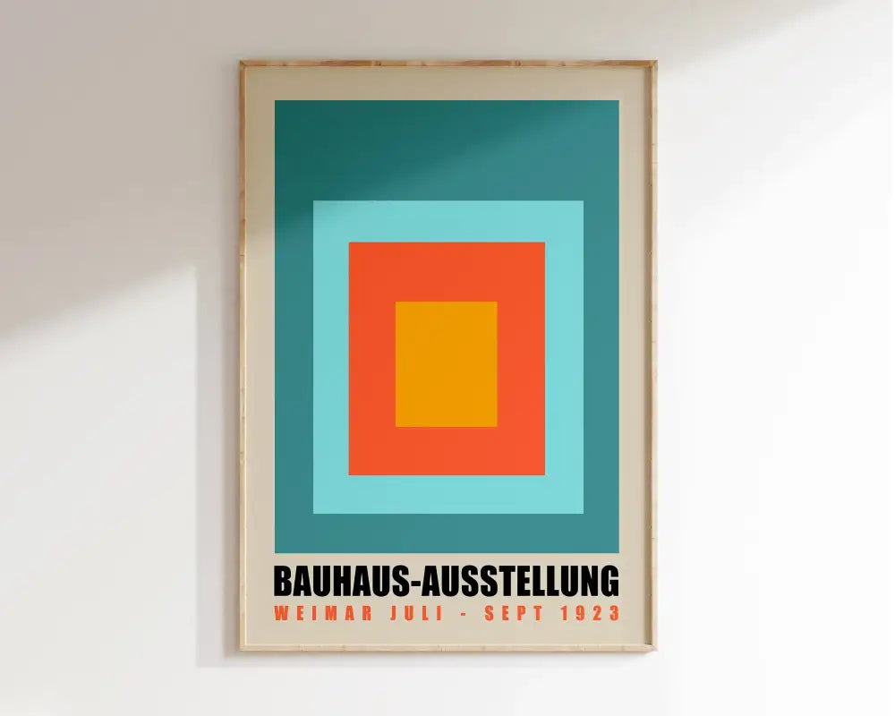 Bauhaus pink & yellow geometric canvas poster living room decor