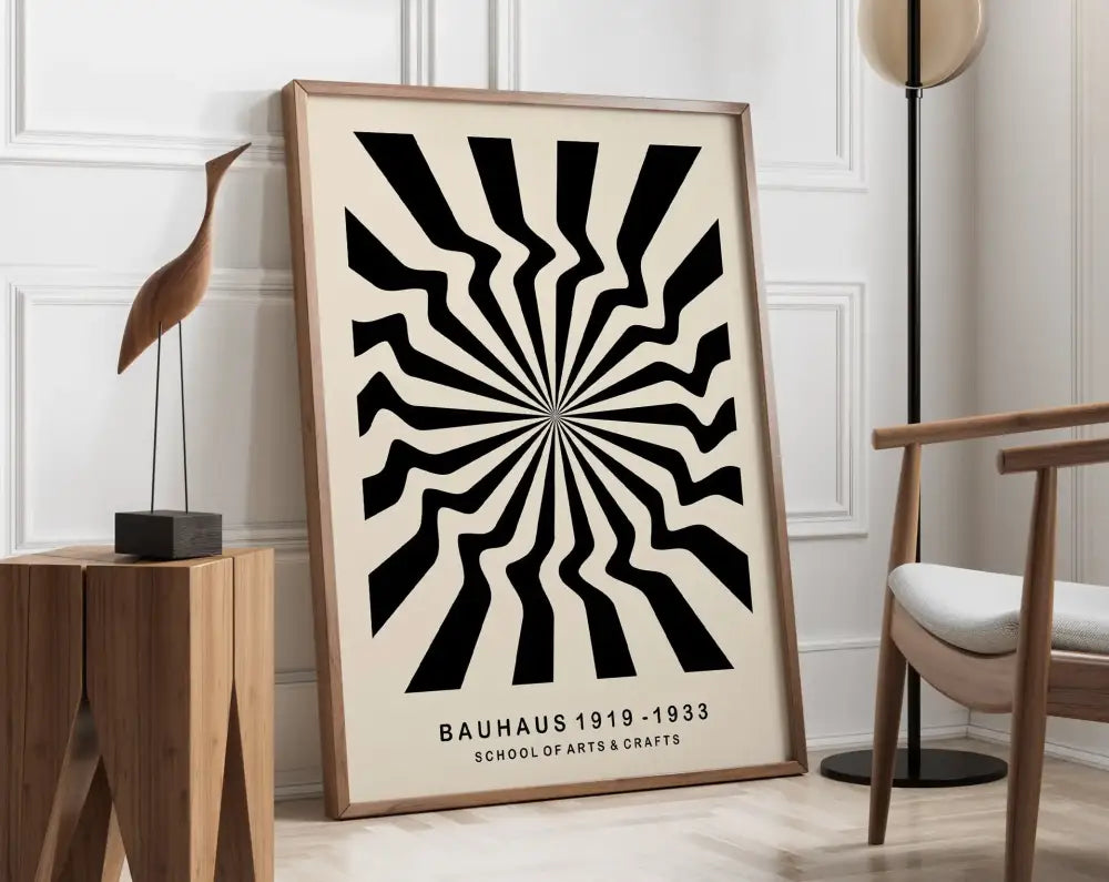 Bauhaus pink & yellow geometric canvas poster living room decor