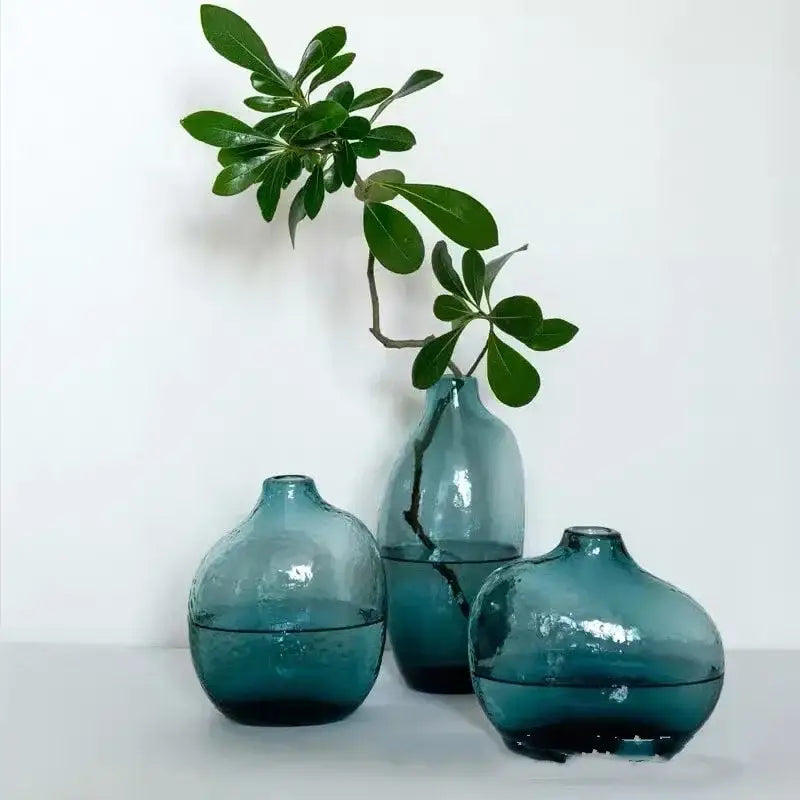 Geometric zen glass single flower vase amber living room set of 2