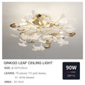 Post-modern gold and white ginkgo leaf ceiling light bedroom decor