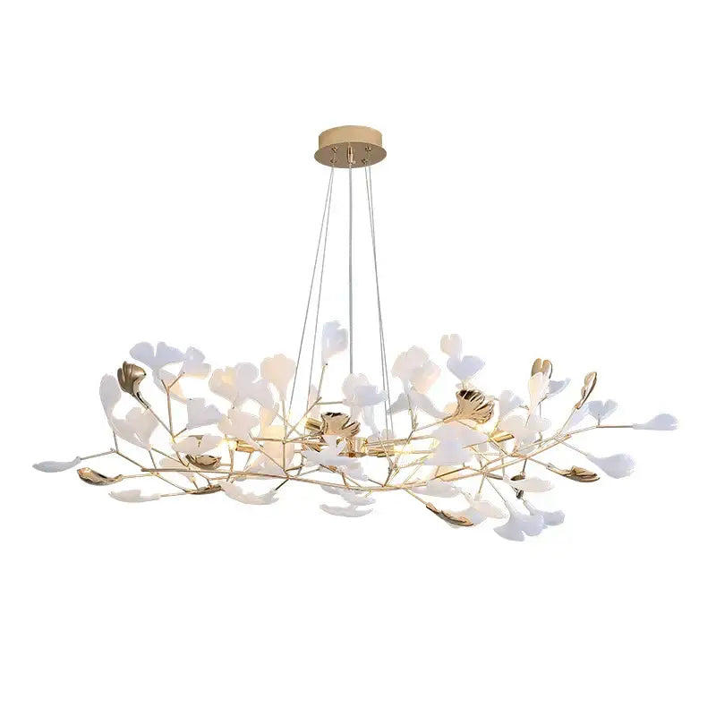 Modern gold ginkgo leaf chandelier for dining room