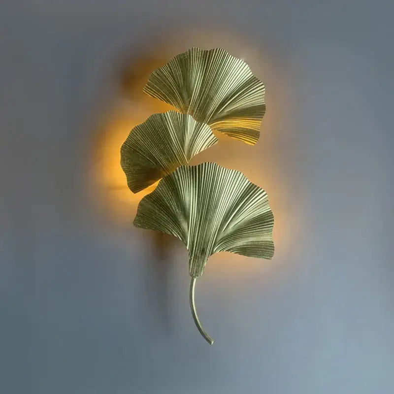 Modern ginkgo leaf gold wall lamp for bedroom and corridor