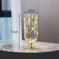Modern gold ginkgo leaf metal flower vase living room decor accent