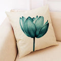 Teal and gold ginkgo leaves linen cushion cover living room