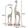 Silver floral embossed giraffe resin statue living room decor