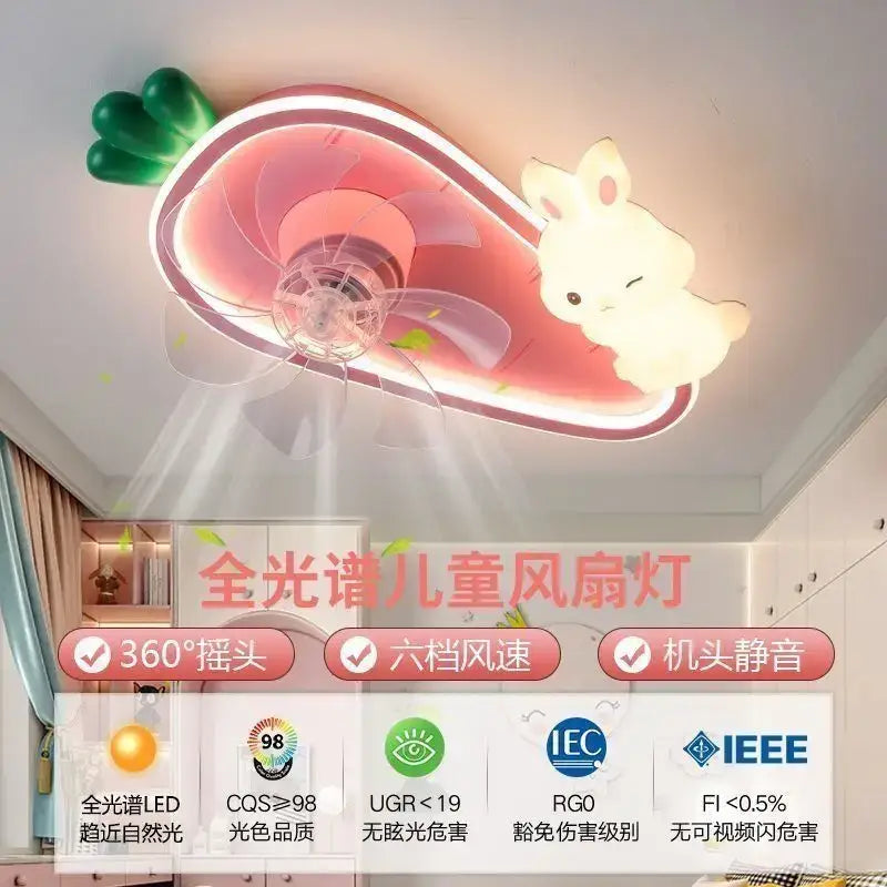 Rabbit carrot pink & green fan light decorbites girls bedroom