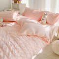 Cream quilted girls bubble gauze bedding set for bedroom sleep