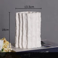 Ribbed white glacial ceramic vase living room flower pot