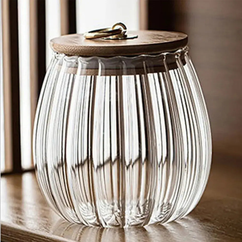 Decorbites glass airtight canister with wooden lid kitchen storage jar