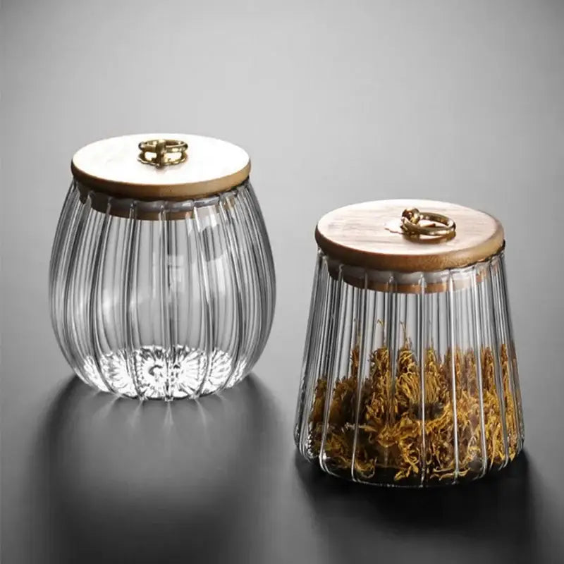 Decorbites glass airtight canister with wooden lid kitchen storage jar