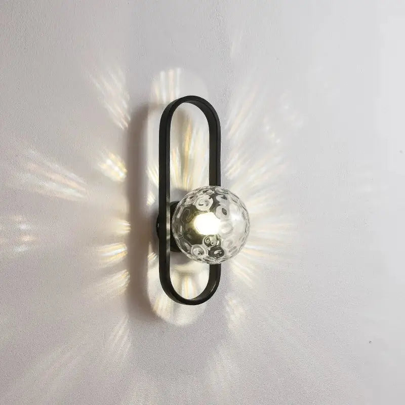 Modern minimalist black & gold glass aisle wall lamp bedroom sconce