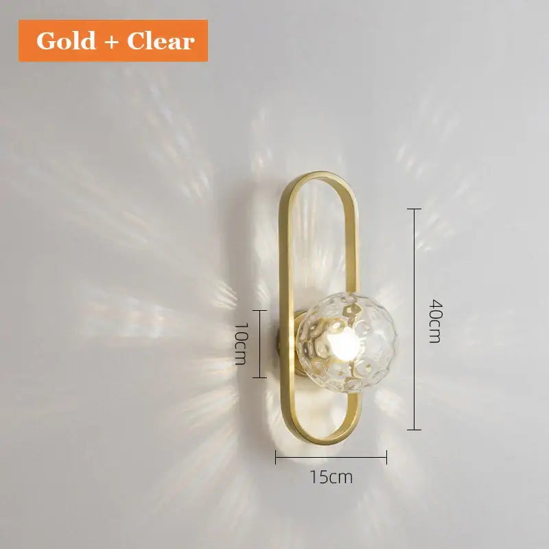 Modern minimalist black & gold glass aisle wall lamp bedroom sconce