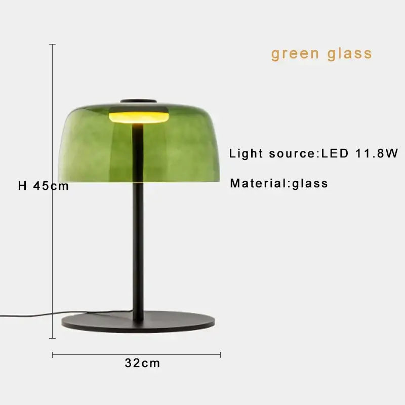 Sleek amber green led table lamp for bedroom decor