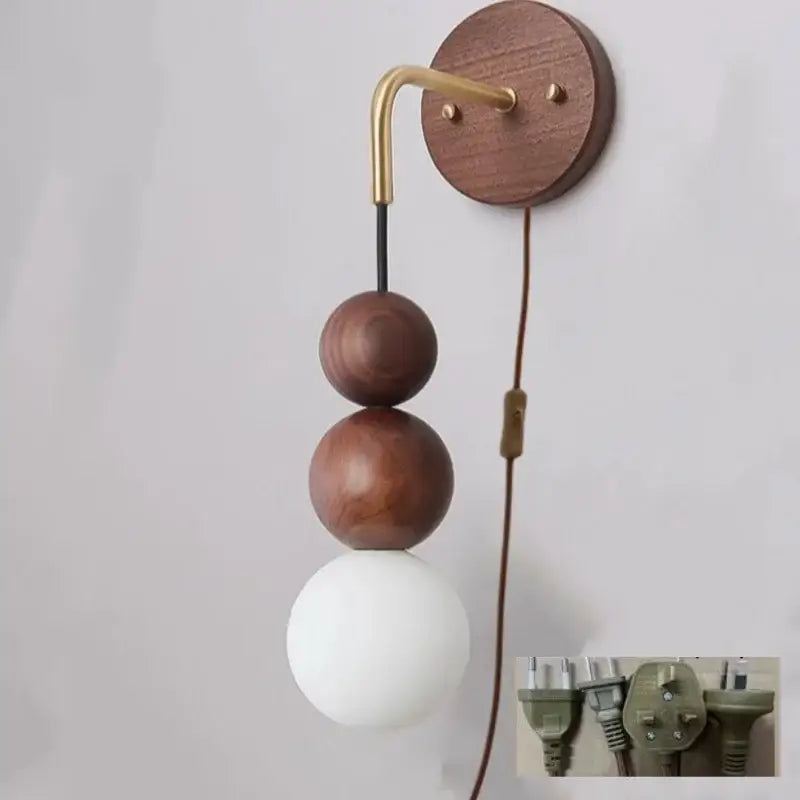 Modern wood and glass adjustable wall light for bedroom