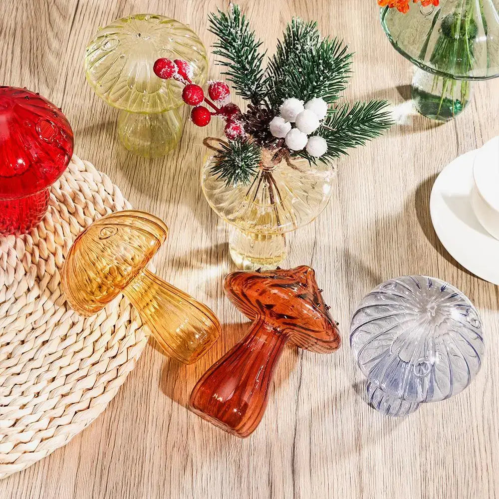 Mushroom ribbed glass aromatherapy vase living room decor