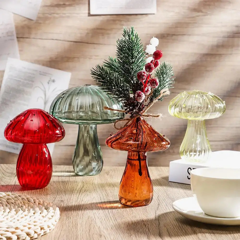 Mushroom ribbed glass aromatherapy vase living room decor