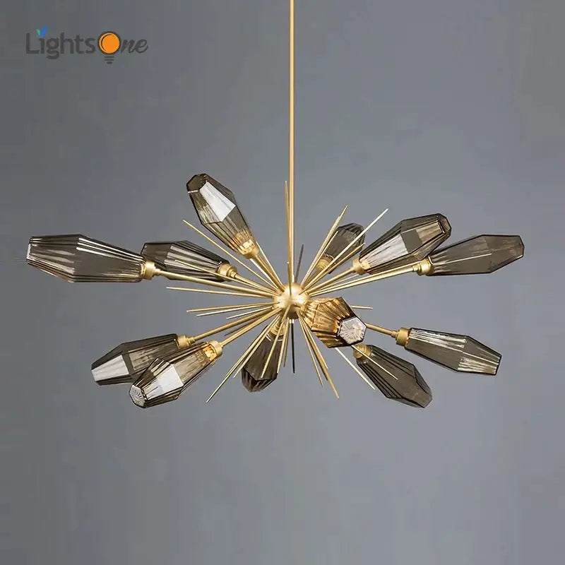 Modern gold starburst glass art chandelier living room light