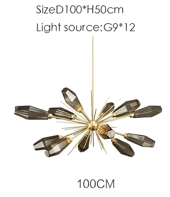 Modern gold starburst glass art chandelier living room light