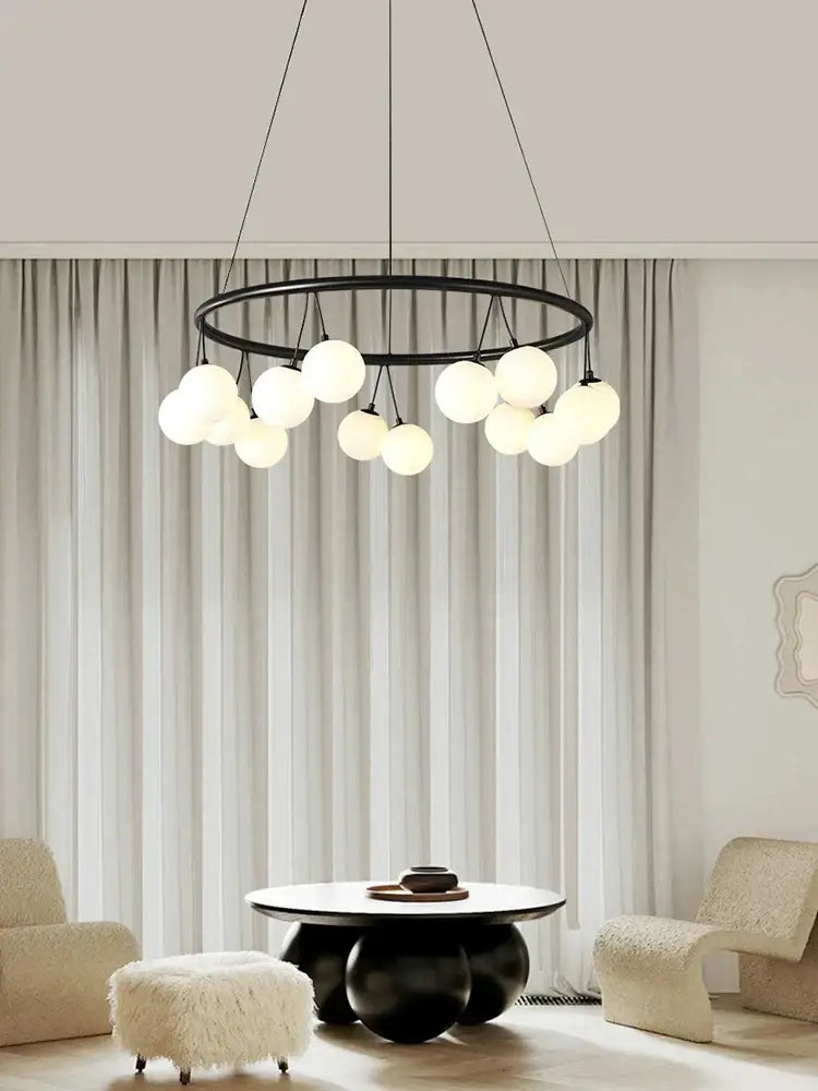 Decorbites glass art black frosted globe chandelier living room