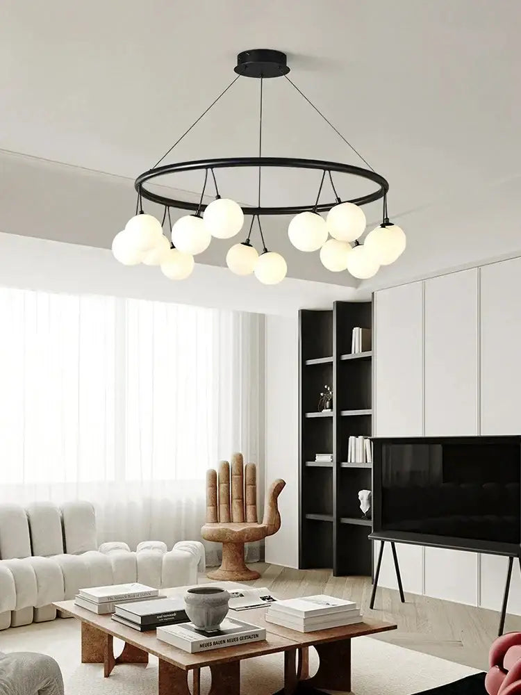 Decorbites glass art black frosted globe chandelier living room