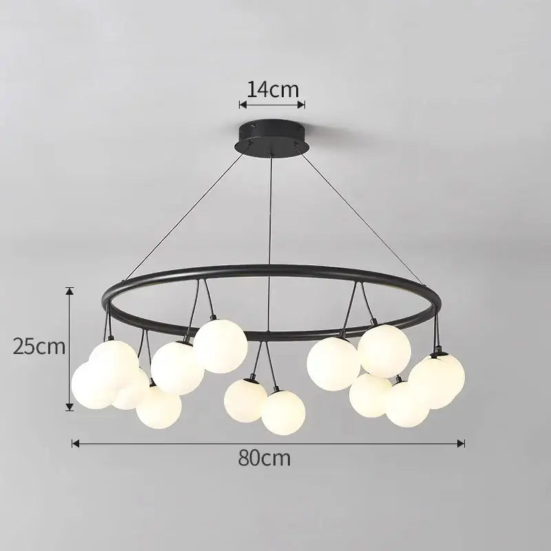 Decorbites glass art black frosted globe chandelier living room